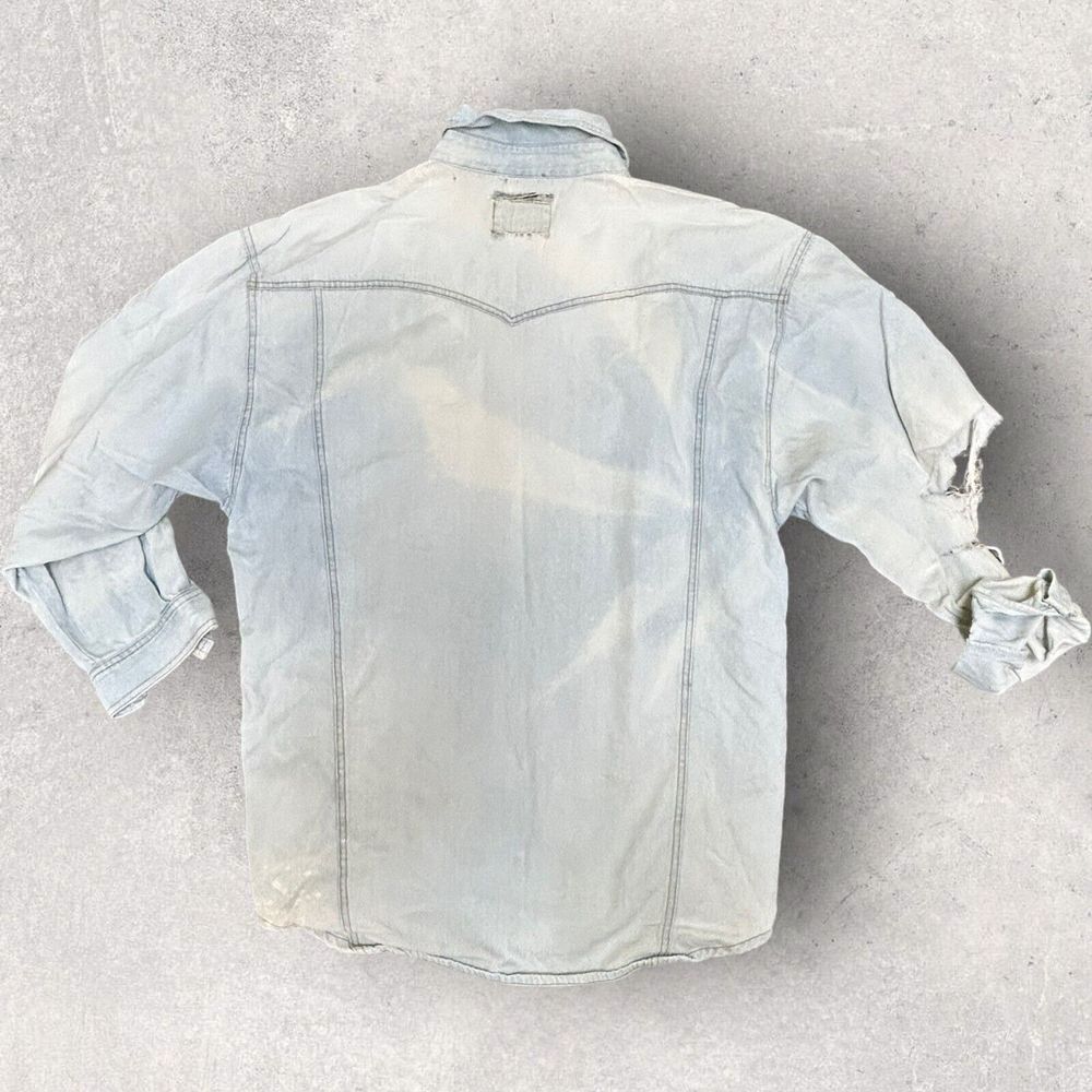 Rare Vintage Distressed Button‎ Up Shirt Zipcode Large Graphic Size L Thrashed - Picture 5 of 8